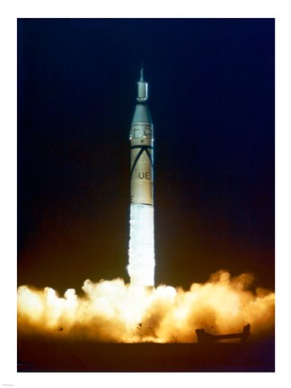 Framed Launch of Jupiter C with Explorer Print
