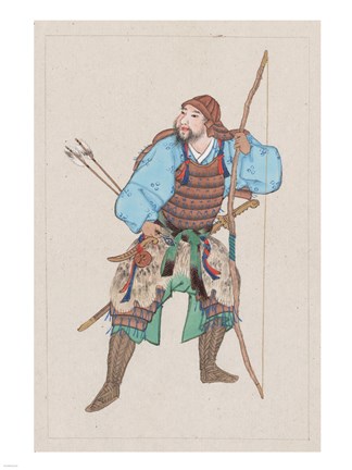 Framed Samurai with bow Print