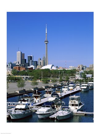 Framed Boats docked at a dock, Toronto, Ontario, Canada Print