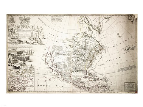 Framed John Lord Sommers Map of North America Print
