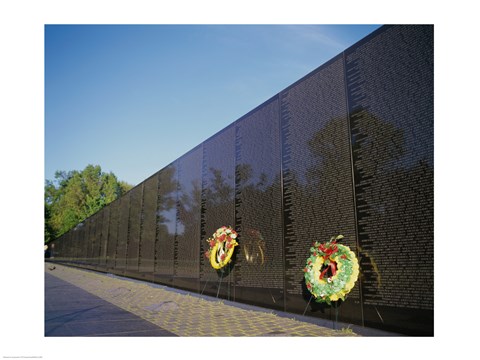 Framed Wreaths on the Vietnam Veterans Memorial Wall, Vietnam Veterans Memorial, Washington, D.C., USA Print