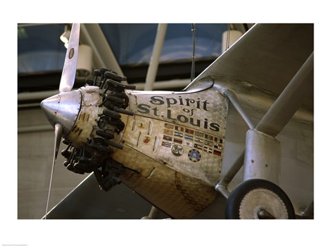Framed Close-up of an aircraft displayed in a museum, Spirit of St. Louis, National Air and Space Museum, Washington DC, USA Print