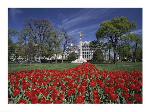 Framed Monument in front of a government building, First Division Monument, Eisenhower Executive Office Building, Washington DC, USA Print