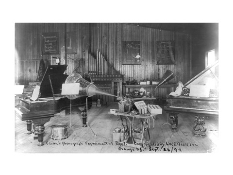Framed Edison&#39;s phonograph, Experimental Dept., Orange, N.J. Print