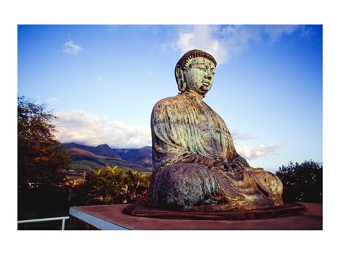 Framed Bronze Buddha&#39;s Statue, Jodo Mission, Lahaina, Maui, Hawaii, USA Print