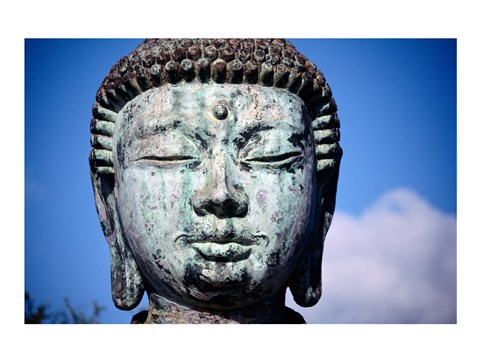 Framed Buddha&#39;s statue, Jodo Mission, Lahaina, Maui, Hawaii, USA Print