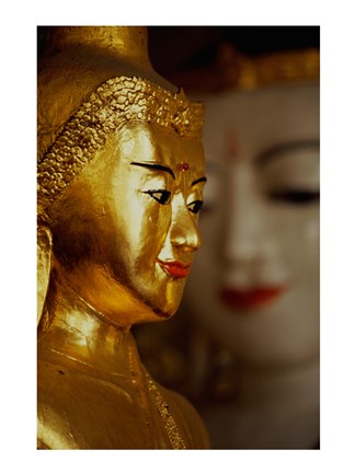 Framed Close-up of a statue of Buddha, Shwedagon Pagoda, Yangon, Myanmar Print