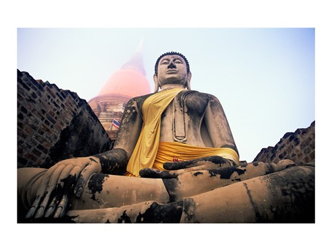 Framed Statue of Buddha, Wat Yai Chai Mongkhon, Ayutthaya, Thailand Print