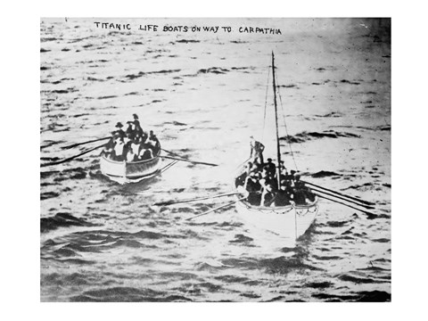 Framed Titanic Life Boats on Way to Carpathia Print