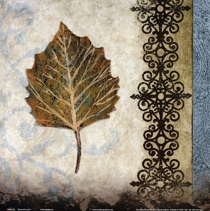 Framed decorative leaf I Print