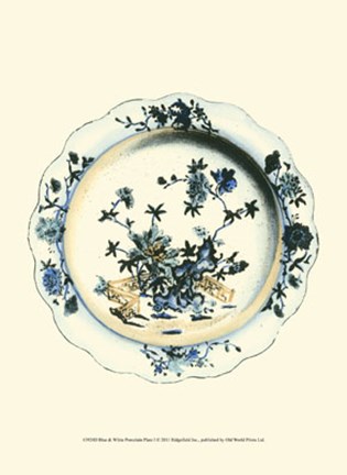 Framed Blue &amp; White Porcelain Plate I Print
