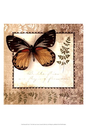 Framed Butterfly Notes V Print