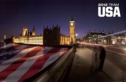 Framed London 2012 Olympics - Flag USA Print