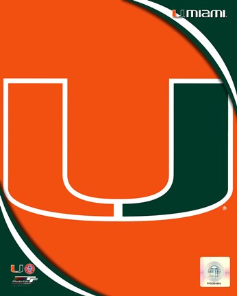 Framed University of Miami Hurricanes Team Logo Print