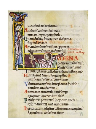 Framed Initial L from Psalm 118, verse 109th In Albani Psalter Print