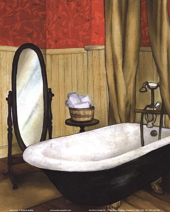 Framed Red Farmhouse Bath II Print