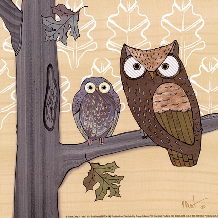 Framed Pastel Owls IV - mini Print