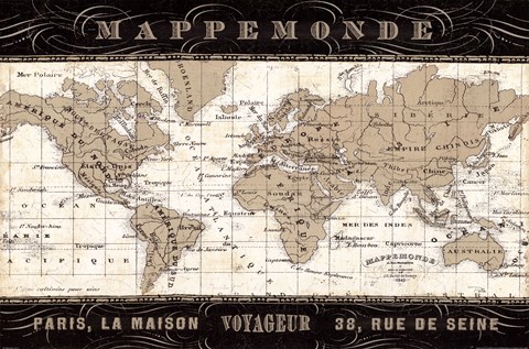 Framed Mappemonde Print