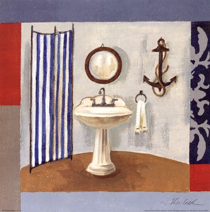 Framed Nautical Bath I Print