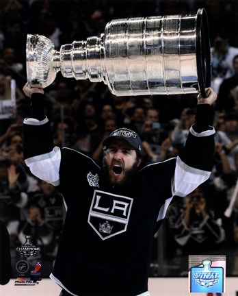 Framed Mike Richards with the Stanley Cup Trophy after Winning Game 6 of the 2012 Stanley Cup Finals Print