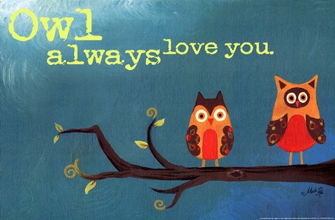 Framed Owl Always Love You (detail) Print