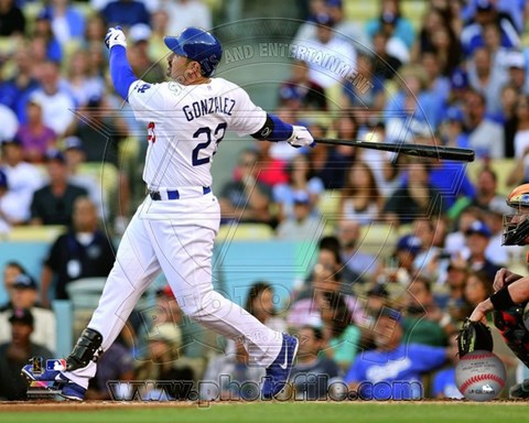 Framed Adrian Gonzalez hits a Home Run in his 1st at bat as a Dodger- August 25, 2012 Print