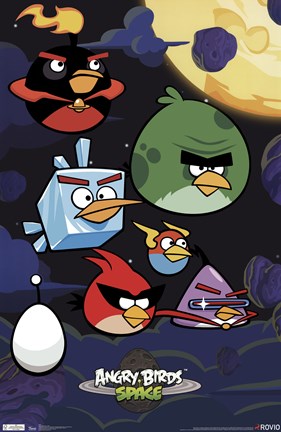 Framed Angry Birds - Space Print