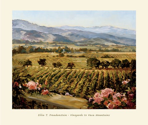 Framed Vineyards to Vaca Mountains Print