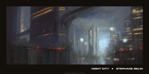 Framed Night City - black border Print