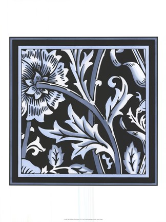 Framed Blue &amp; White Floral Motif IV Print