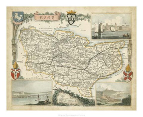 Framed Map of Kent Print