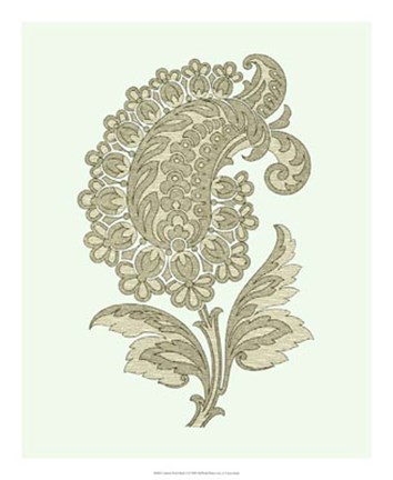 Framed Celadon Floral Motif II Print