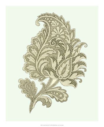 Framed Celadon Floral Motif IV Print