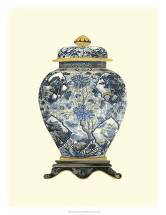 Framed Blue Porcelain Vase II Print