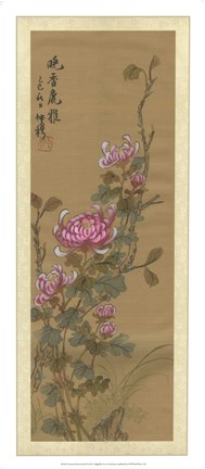 Framed Oriental Floral Scroll III Print