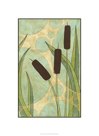 Framed Tranquil Cattails III Print