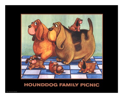 Framed Hounddog Family Picnic Print