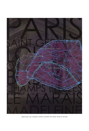 Framed Neon Map III Print