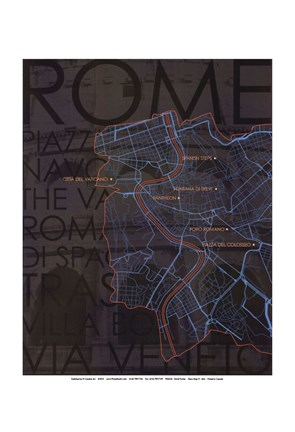 Framed Neon Map IV Print