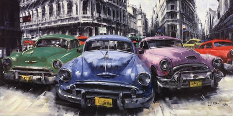 Framed Classic American Cars in Havana Print