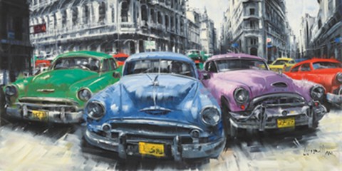 Framed Classic American Cars in Havana Print