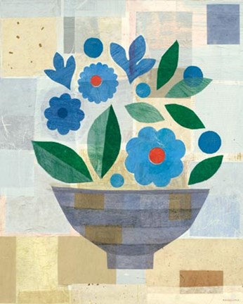 Framed Blue Flower Vase Print