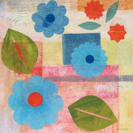 Framed Blue Pattern Flower Print