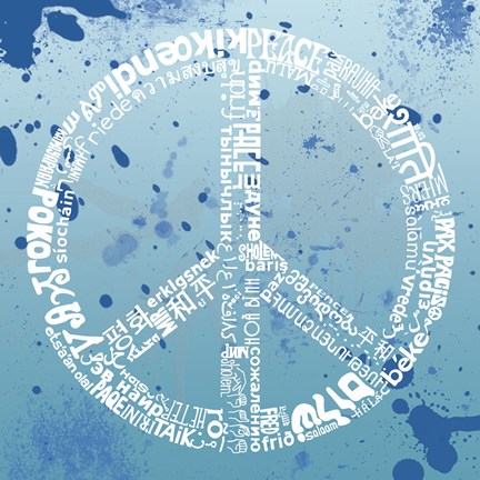 Framed Peace (Different Languages) on blue Print