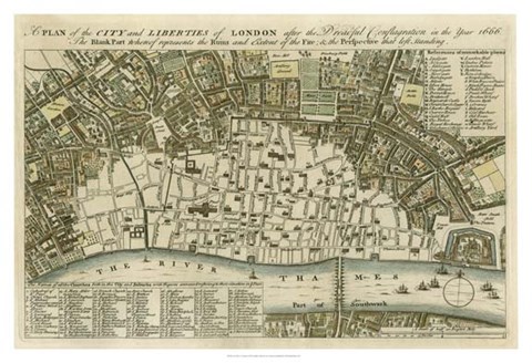 Framed City Plan of London Print