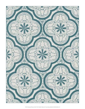 Framed Ornamental Pattern in Teal I Print