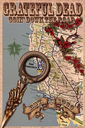 Framed Grateful Dead - Map Print