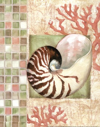 Framed Mosaic Shell Collage I - mini Print