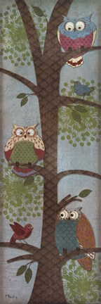 Framed Fantasy Owls Panel II Print