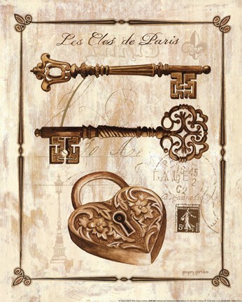 Framed Keys to Paris II Print